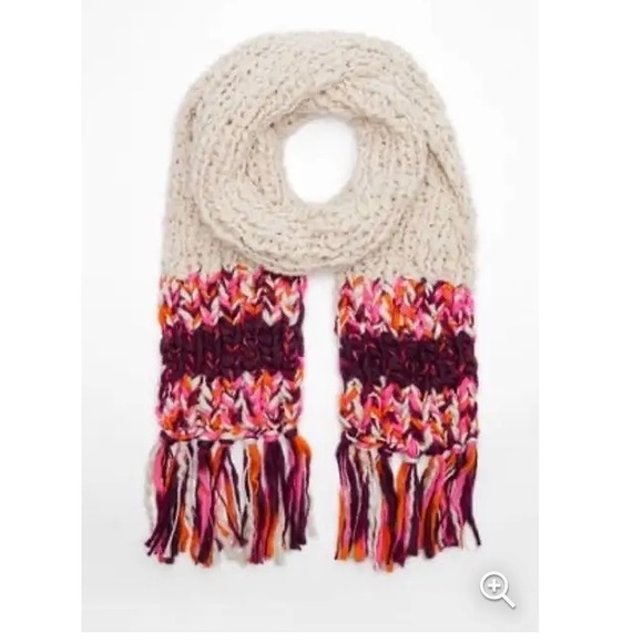 Zara knit chunky oversized winter multicolored fringe scarf - Picture 1 of 15